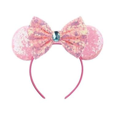 Imagem de Tiara De Orelhas De Rato Com Lantejoulas E Laço Para Meninas Com Pérol