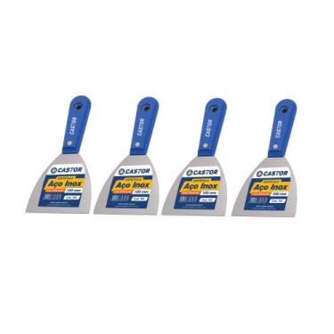 Imagem de Kit 4 Espátulas Inox Gesseiro 100 mm Série 790 - Castor