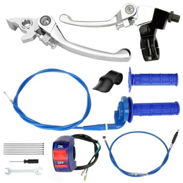 Imagem de EOPOAYI Alavanca de freio de embreagem dobrável de 7/20.3 cm e conjunto de manípulos do cabo do acelerador compatível com 110cc 125cc 140cc Apollo RFZ SSR Taotao DB17 Coolster M-125 TTR KLX Motorcycle