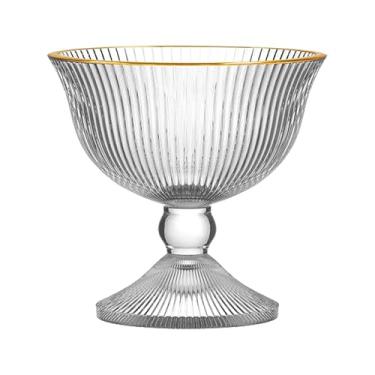 Imagem de Haüskraft- Taça com pé de vidro graffiato transparente com borda dourada 200 ml 4 peças