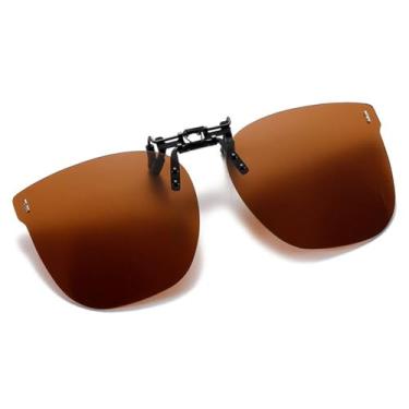 Imagem de Óculos de sol clip-on que cobrem seus óculos, proteção UV ultraleve e óculos de sol dobráveis para fácil proteção solar, Chá, 136 mm