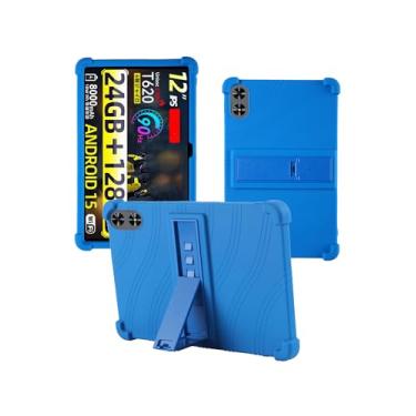 Imagem de Capa para tablet SVITOO P12 Android 15 de 12 polegadas, capa protetora de borracha leve à prova de choque, capa protetora de silicone macio ajustável para crianças, azul