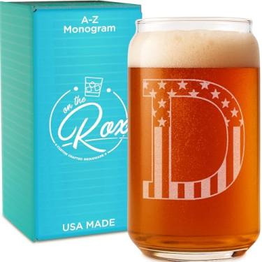 Imagem de Copos de cerveja monograma para homens (A-Z) 473 ml - Presentes de cerveja para homens irmão filho pai vizinho - presentes exclusivos para ele - presente personalizado para beber canecas de cerveja -
