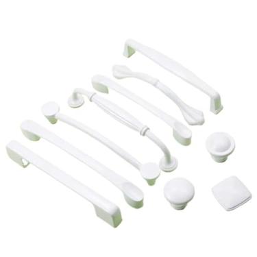 Imagem de CXYFQUUK Puxador de móveis de alumínio branco listrado europeu armário de cozinha caixa de sapatos puxadores de porta melhoria da casa 2 peças (branco-96-F)