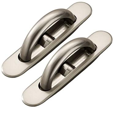 Imagem de Puxador criativo para móveis - Conjunto de puxadores de gaveta embutidos invisíveis japoneses, 2 unidades de puxadores pop-up ocultos simples, estilo rústico de fazenda (cinza)