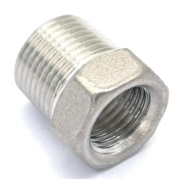 Imagem de DWBPGVUN Redutor de aço inoxidável 304 rosca macho BSP de 9,5 mm para rosca fêmea BSP de 1/10.2 cm Adaptador de bucha redutora de rosca Gás Ar Água Combustível