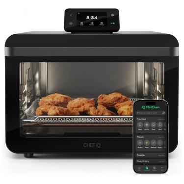 Imagem de Forno Elétrico Inteligente CHEF iQ MiniOven, Combo de Forno Tostador e Air Fryer, 11 em 1, Capacidade de 25 Qt, Cozimento Rápido