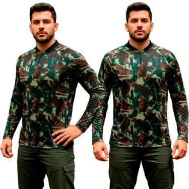 Imagem de Camiseta Camisa Manga Longa com Proteção Solar Uv Camuflado Tecido Lev