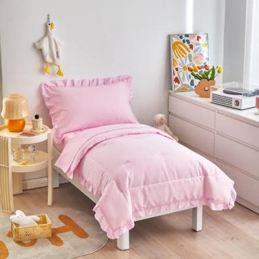 Imagem de Conjunto de roupa de cama infantil UOZZI BEDDING Pink Ruffle 107x145 c