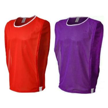 Imagem de 10 Coletes de Treino Divididos em Duas Cores (5 Vermelho + 5 Roxo) - T