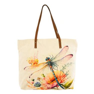 Imagem de COTT N CURLS Bolsa feminina Dragonfly Dream – Bolsa feminina com estampa floral de 66 x 50 cm, alça de couro, presente de aniversário bonito e exclusivo para mãe, irmã, tia, avó