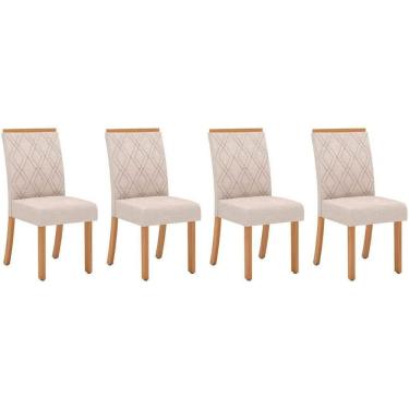 Imagem de Cadeira Sala De Jantar Vita Kit 4 Uni Nature-suede Light Linho - Henn