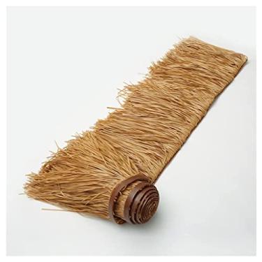 Imagem de Rolo de palha de palmeira plástico PE palha telha de telhado sintético mexicano palmeira rolos de palha de palmeira, 50 cm de largura retardante de fogo Tiki Hut Bar telhado Thatching (Tamanho: 0,5 x