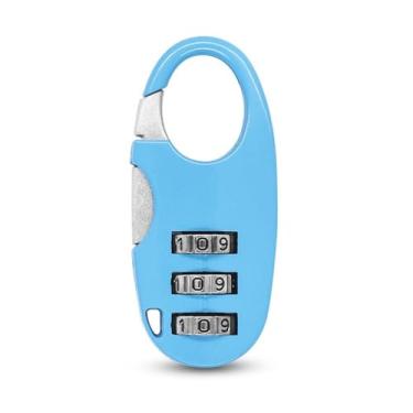 Imagem de Cadeado de combinação de liga de zinco com 3 dígitos - Cadeado para bagagem, mochilas e armários, reposição de senha sem ferramentas (azul)