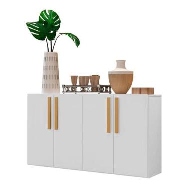 Imagem de Aparador Buffet 4 Portas Suspenso Viena V3605 Branco/Natural - MULTIMO
