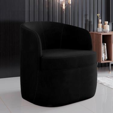 Imagem de Poltrona Decorativa Bel Sala De Estar Base Giratória Veludo Preto G33 - Gran Belo