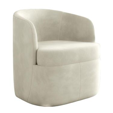 Imagem de Poltrona Bel Decorativa Sala De Estar Design Moderno Base Giratória Veludo Bege G33