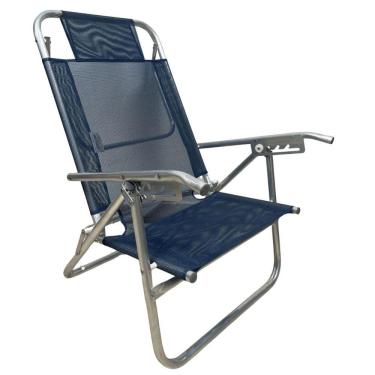 Imagem de Cadeira De Praia Conforto Oversize Reclinavel 140kg Ronchetti Azul Marinho