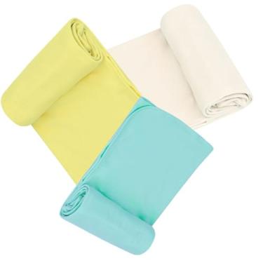 Imagem de Manta Cueiro para Bebê, Malha 100% Algodão, Acabamento em Viés, 80x90cm, Rosa, Azul, Palha, Branco, Amarelo, Verde (Amarela/Verde/Palha, 3 Mantas Coeiro)