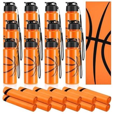 Imagem de Olgaa 24 peças de lembrancinhas de festa esportivas, 12 peças, garrafa de água de basquete reutilizável, 590 ml, 12 peças de toalhas de resfriamento macias, acessórios esportivos para lembrancinhas de