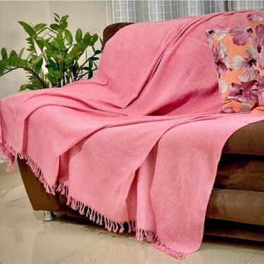 Imagem de Manta para Sofá King Gigante 300 x 180 100% Algodão Protetor e Decorativo – Conforto e Elegância para Sua Sala (King Rosa Claro)