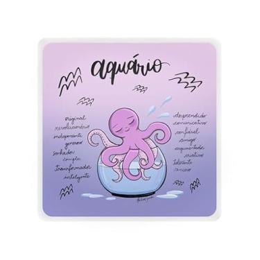 Imagem de Luminária Box Mini USB com Tema de Signo Aquário, Decorativa, Iluminação Ambiente