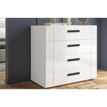 Imagem de Cômoda Juvenil Lisboa 4 Gavetas em MDF com Puxador Plástico Branco para Quarto Infantil