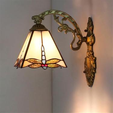 Imagem de Luminária de parede retrô americana LED de luxo europeia para sala de estar, restaurante, quarto, escritório, casa de campo, hotel, café, bar, corredor, escada, vidro colorido (Estilo 17)