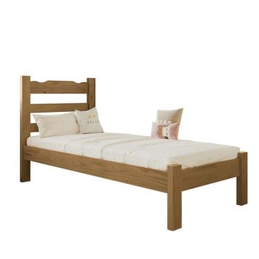 Imagem de Cama Solteiro Nemargi Madeira Macia Reforçada Cor Nogueira