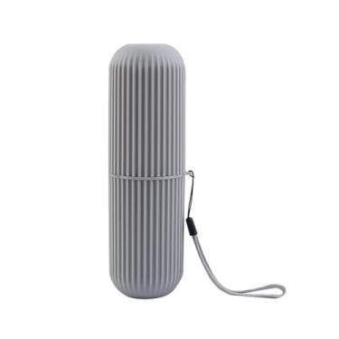 Imagem de Pasta de dente portátil e estojo de armazenamento de escova de dentes, organizador de viagem e acampamento, protetor de ferramentas odontológicas à prova de poeira (cinza)