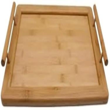 Imagem de Bandeja para cafe da manha, servir alimentos, portatil, leve e bambu, versatil e natural,