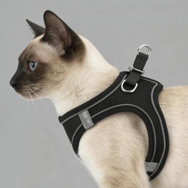 Imagem de Peitoral para cães pequenos e médios, malha respirável, ajustável, fácil de colocar e confortável para caminhadas diárias (preto P)