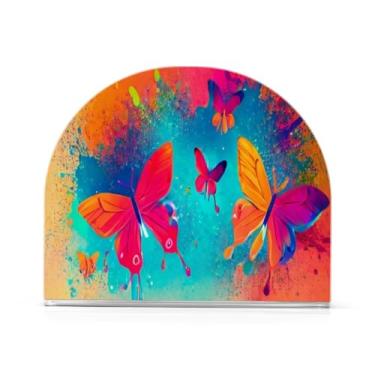Imagem de JUZIHAI Porta-guardanapos de borboletas para mesa dispensador de guardanapo de acrílico para mesa suporte de lenços independente para cozinha sala de jantar bar festa decoração de casa