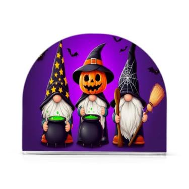Imagem de Qilmy Três gnomos de Halloween porta-guardanapos de acrílico, suporte de guardanapo de coquetel de plástico transparente para mesas de restaurante de cozinha, 2 peças