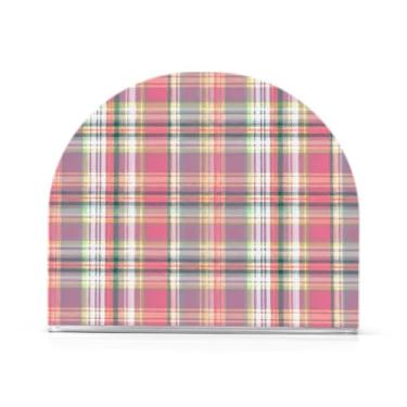 Imagem de Qilmy Porta-guardanapos de acrílico xadrez colorido, suporte de lenços de mesa independente transparente, dispensador de papel de coquetel para cozinha, jantar, restaurante, bar, decoração, 1 pacote