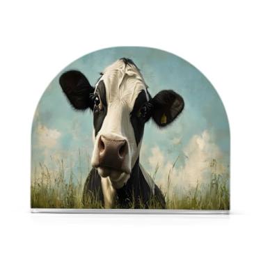 Imagem de JUZIHAI Porta-guardanapos de vaca engraçado para mesa dispensador de guardanapo de acrílico para mesa suporte de lenços independente para cozinha sala de jantar bar festa decoração de casa