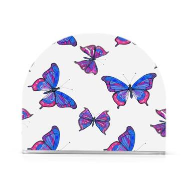 Imagem de JUZIHAI Porta-guardanapos de borboletas coloridas para mesa dispensador de guardanapo de acrílico para mesa suporte de lenços independente para cozinha sala de jantar bar festa decoração de casa