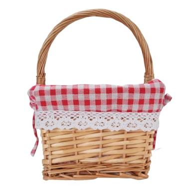 Imagem de ZAWELIYO Cesta de Piquenique de Vime Forro Removível Tecido à Mão Vintage para Acampamento e Reunião Familiar, Capacidade Espaçosa 9,84 X 7,48 X 5,12 pol. para Piquenique, Acampamento, Dia das Mães,