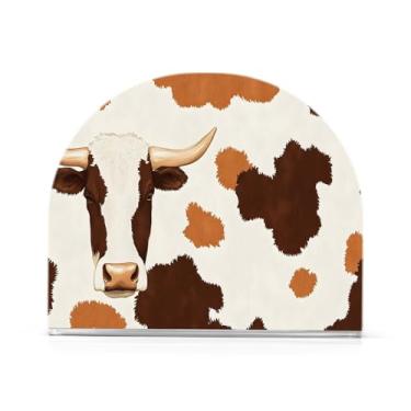 Imagem de JUZIHAI Porta-guardanapos com estampa de vaca para mesa dispensador de guardanapo de acrílico para mesa suporte de lenços independente para cozinha sala de jantar bar festa decoração de casa