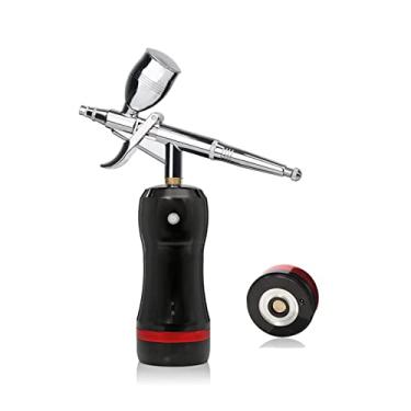 Imagem de Mini portátil Substituir bateria de alta pressão PSI Airbrush Kit de compressor de unhas Salão de beleza pulverizador Pintura privada(Part B Black)