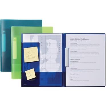 Imagem de Oxford Pacote com 3 capas de relatório, clipe de balanço, 2 bolsos, painel para lembretes de notas adesivas, cores sortidas: verde, azul-petróleo, azul (86366)