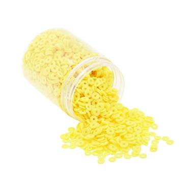 Imagem de Mandala Crafts Kit de contas de argila de polímero amarelo de 8 mm para pulseiras da amizade - 1500 contas amarelas Heishi contas de disco para fazer joias espaçadores redondos - contas planas para