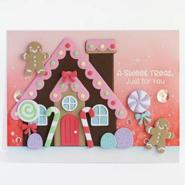 Imagem de FAWENUCY Recortes de scrapbooking, moldes de corte de metal de Natal para fazer cartões, modelo de perfuração de artesanato de papel, estênceis de gravação de fundo, decoração de álbum DIY (casa de