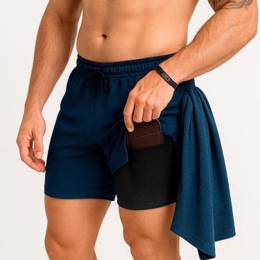 Imagem de Shorts 2 Em 1 Térmico De Compressão Bolso Secreto Academia-Masculino