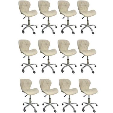 Imagem de Kit 12 Cadeiras Escritório Slim Vegas Base Giratória Estofada Nude - D