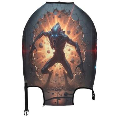 Imagem de Joisal Capa protetora de bagagem alienígena preta bonita e lavável com estampa de mala de viagem para mulheres, Alien preto e legal, XL, Fits 29-32 Inch Case, Capa de mala