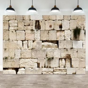 Imagem de ASDCXZ Pano de fundo de parede de pedra de Jerusalém de 2,1 x 1,5 m de Jerusalém para Sukkah Ano Novo Judaico Rosh Hashaná Fundo Israel Parede Ocidental Suporte de cabine de fotos Succah Decoração