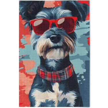Imagem de Quebra-cabeças engraçados de cachorro Schnauzer para adultos 1000 peças, natureza, família, quebra-cabeça, presentes, exclusivo, divertido, brinquedo adulto, cenário, arte animal, 75 x 50 cm