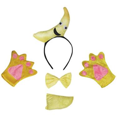 Imagem de Petitebella Fantasia infantil Fruit Headtie Tail Glove 4 peças 1-8 anos (banana, 5-8 anos)