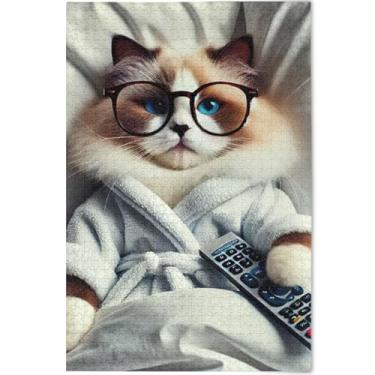 Imagem de Quebra-cabeça fofo Ragdoll para animais de estimação, gato, adulto, 500 peças, presentes para amantes, família, quebra-cabeças difíceis, arte personalizada, estampa animal, 52 x 37,8 cm